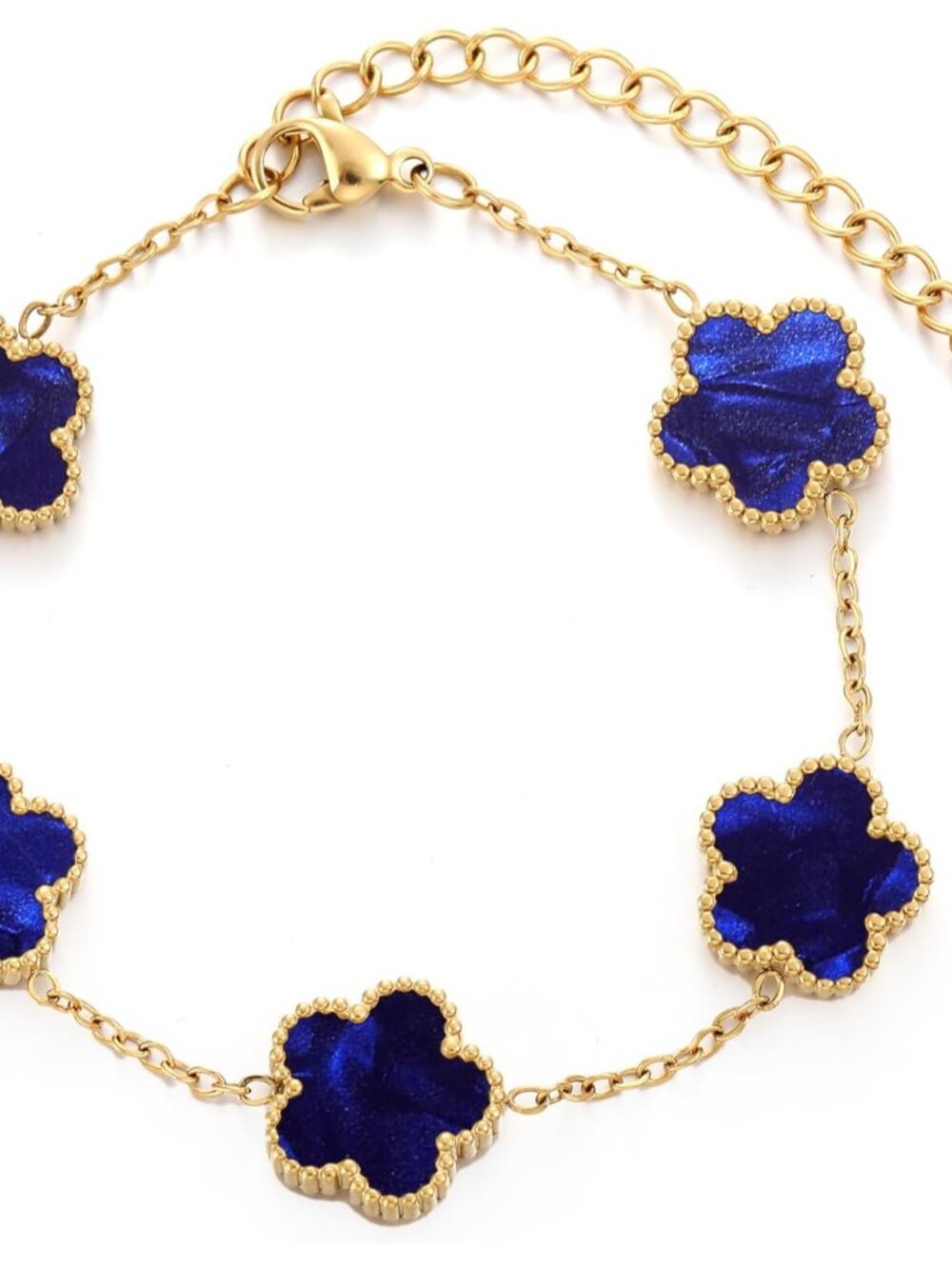 TICVSS Four Leaf Clover Bracelet for Women 18K Gold Plated Stainless Steel Lucky